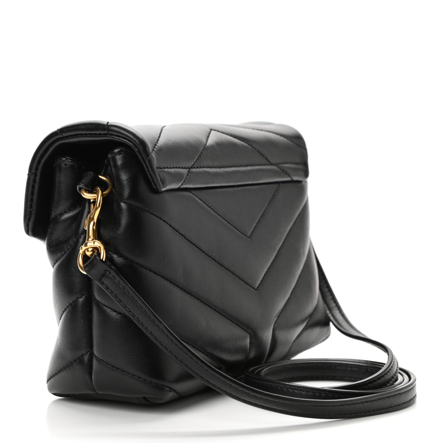 Saint Laurent Calfskin Y Quilted Monogram Toy Loulou Crossbody Bag Black 3 of 11