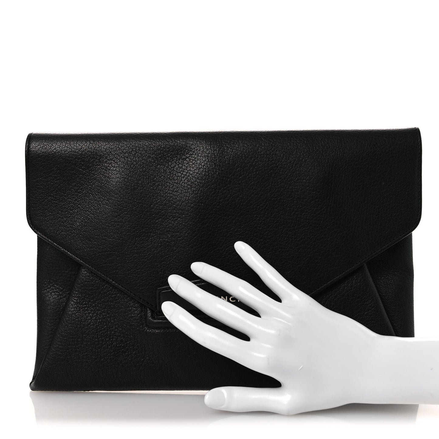 Sugar Goatskin Medium Antigona Envelope Clutch Black Black