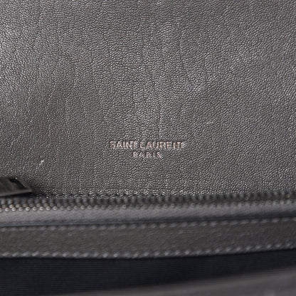 Saint Laurent Sheepskin Matelasse Chevron Monogram Medium College Bag Asphalt 8 of 10