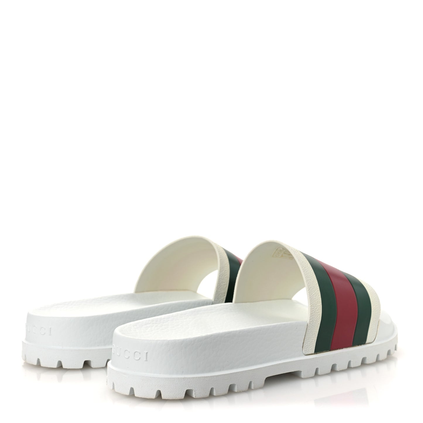 Rubber Web Mens Lug Sole Slide Sandals Great 10 White Green Red