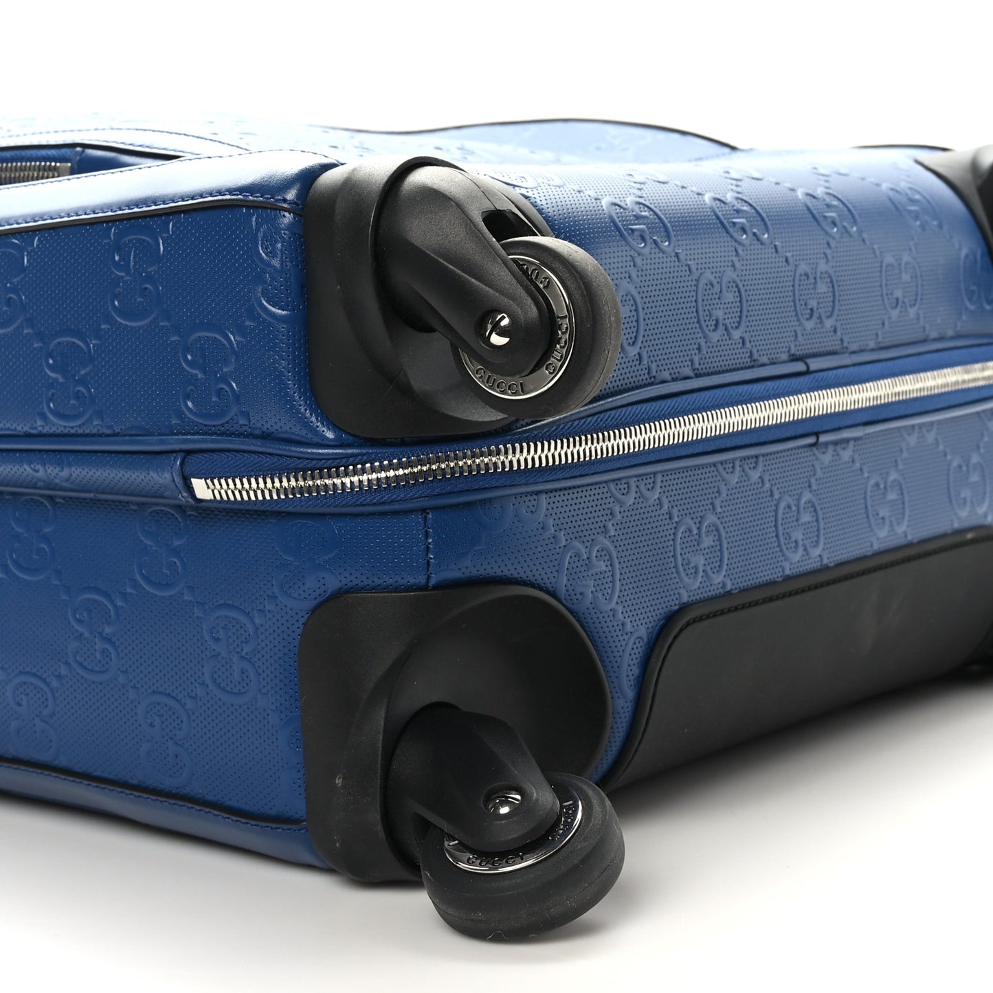 Calfskin GG Tennis Embossed Small Savoy Cabin Trolley Intense Metal Blue