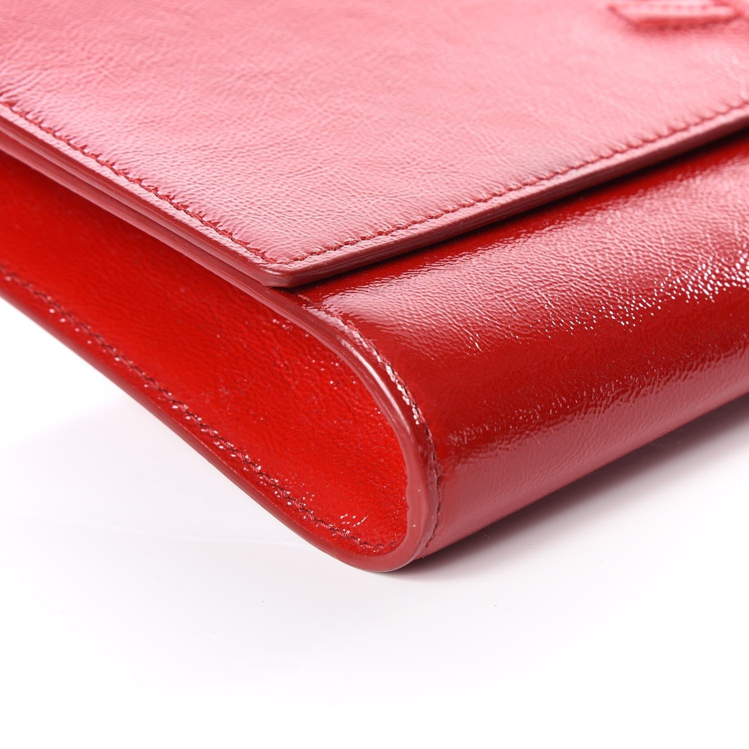 Saint Laurent Textured Patent Monogram Large Belle De Jour Clutch Red 5 of 9