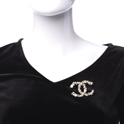 Chanel Crystal Pearl CC Charms Brooch Gold 2 of 4