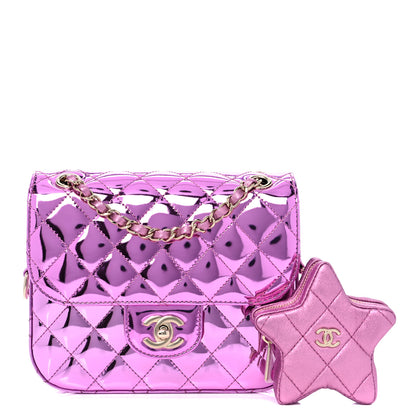 Chanel Mirror Calfskin Metallic Calfskin Quilted Hollywood Boulevard Flap With Coin Purse Light Purple 1 of 11