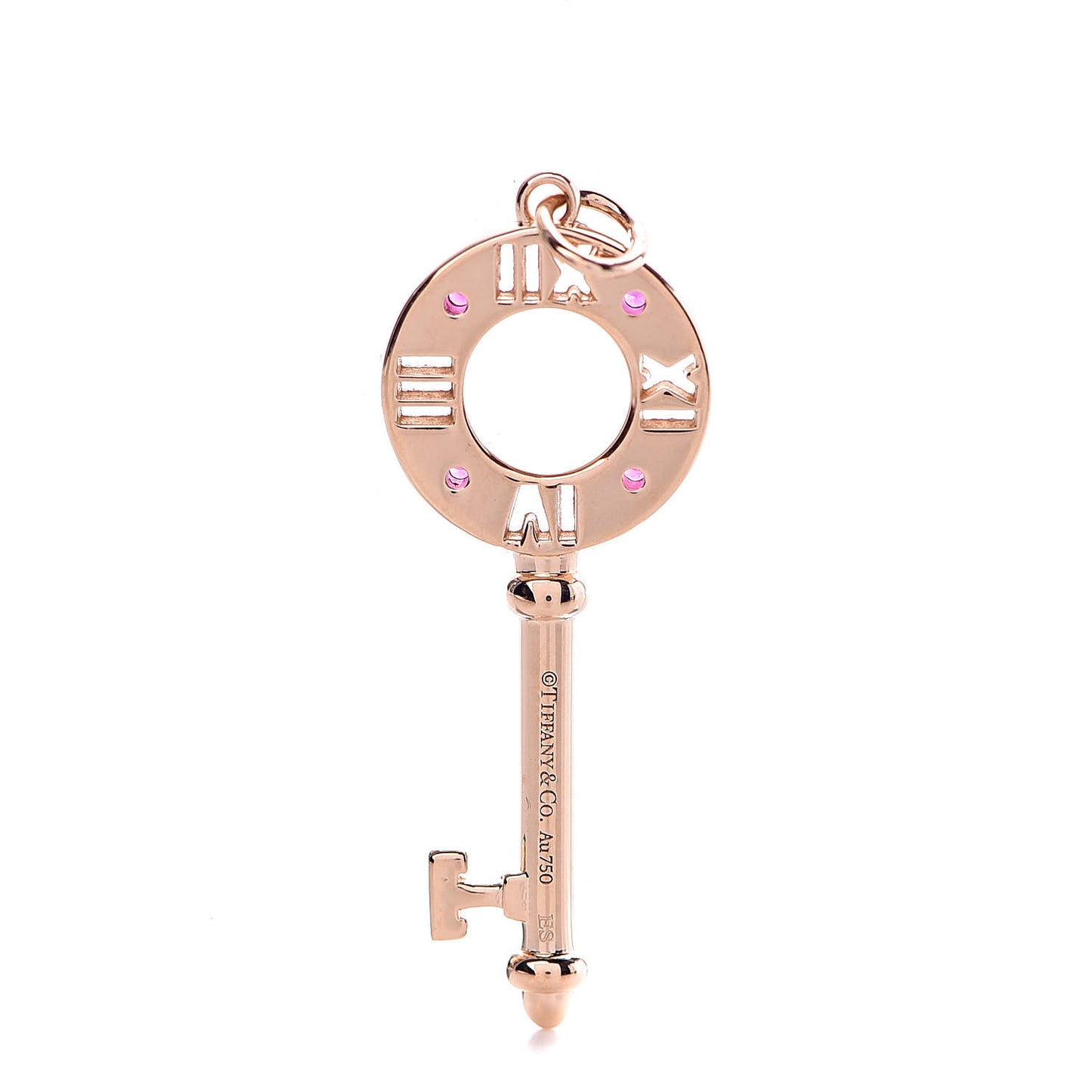 18K Rose Gold Ruby Atlas Pierced Key Pendant