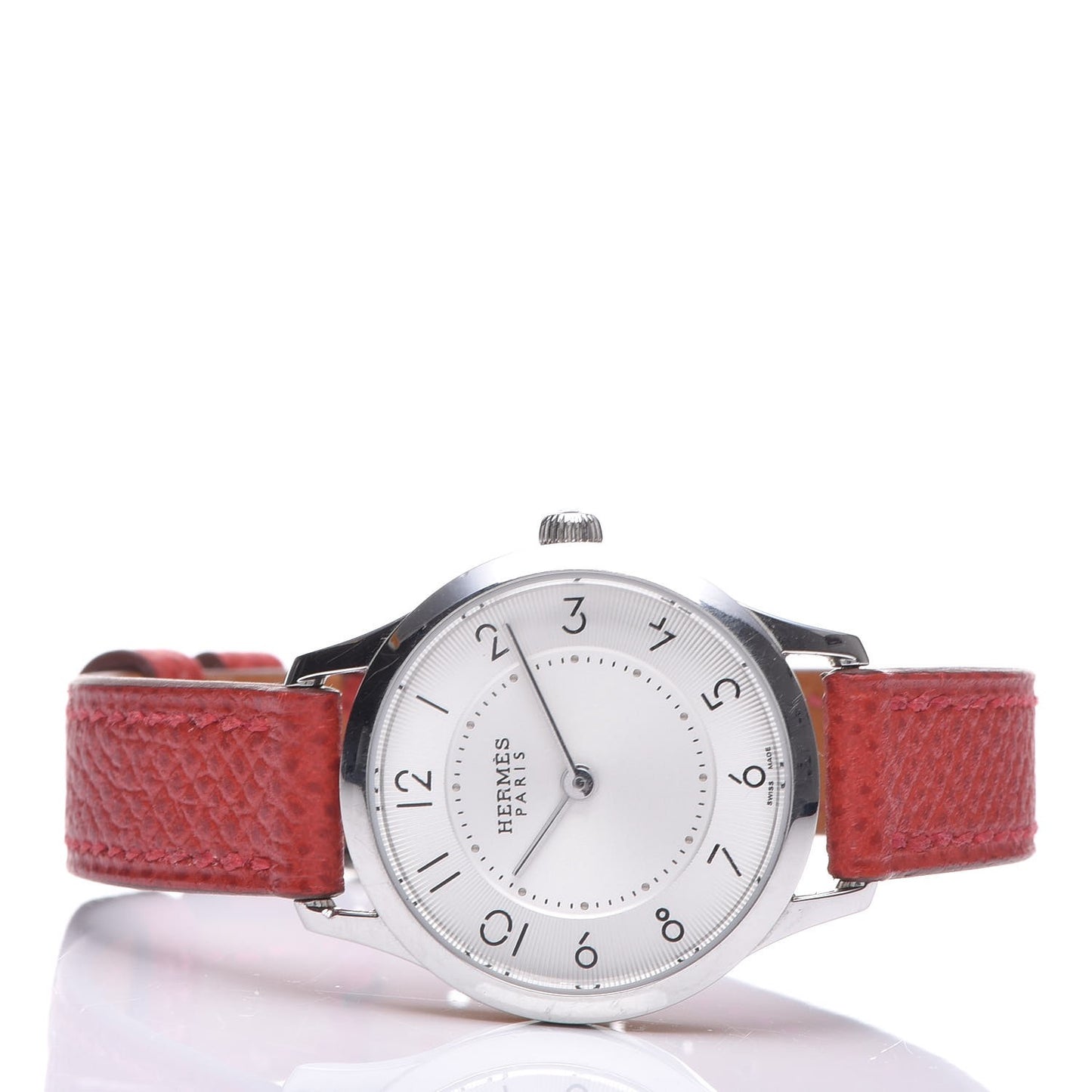 Stainless Steel Epsom 25mm Slim d'Quartz Watch Rouge Casaque