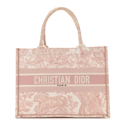 Christian Dior Canvas Toile De Jouy Embroidered Medium Book Tote Pink 1 of 10