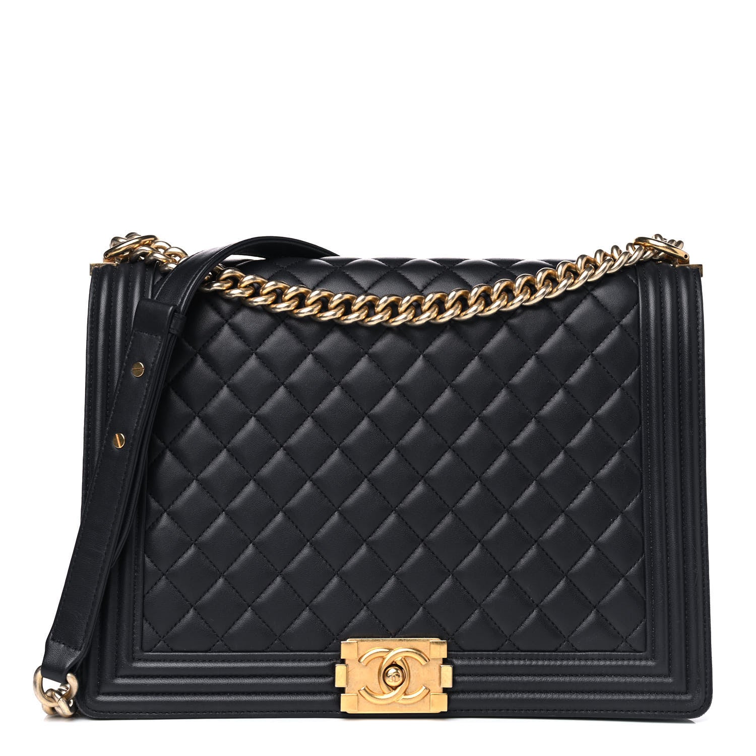 Chanel Lambskin Quilted Large Boy Flap Navy 1 of 10