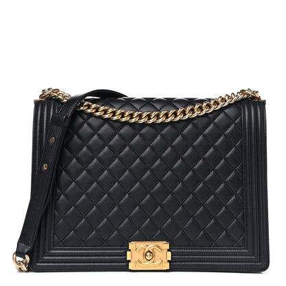 Chanel Lambskin Quilted Large Boy Flap Navy 1 of 10