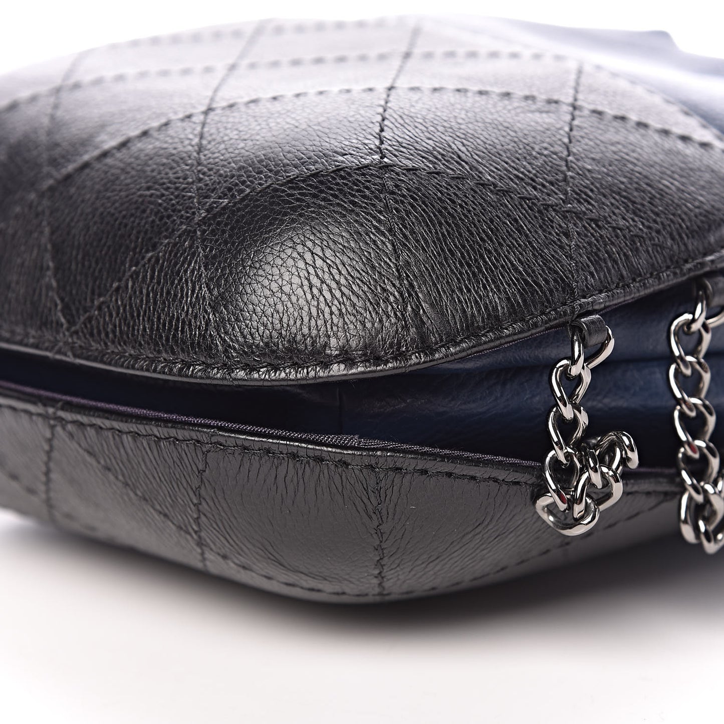 Calfskin Quilted Small Gabrielle Bucket Navy Blue Black