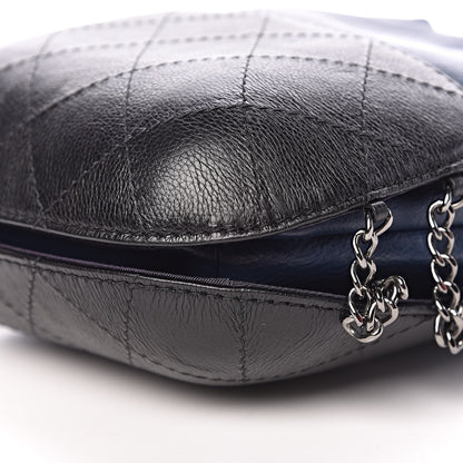Chanel Calfskin Quilted Small Gabrielle Bucket Navy Blue Black 9 of 9