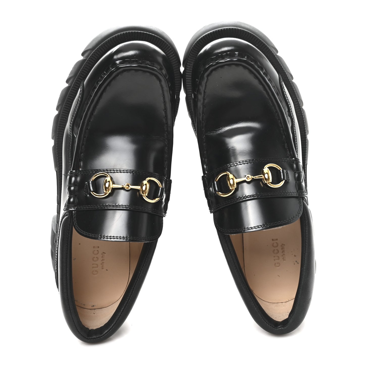 Magnum Calfskin Nappa Samoa Womens Horsebit Platform Chunky Lug Sole 40mm Loafers 40 Black
