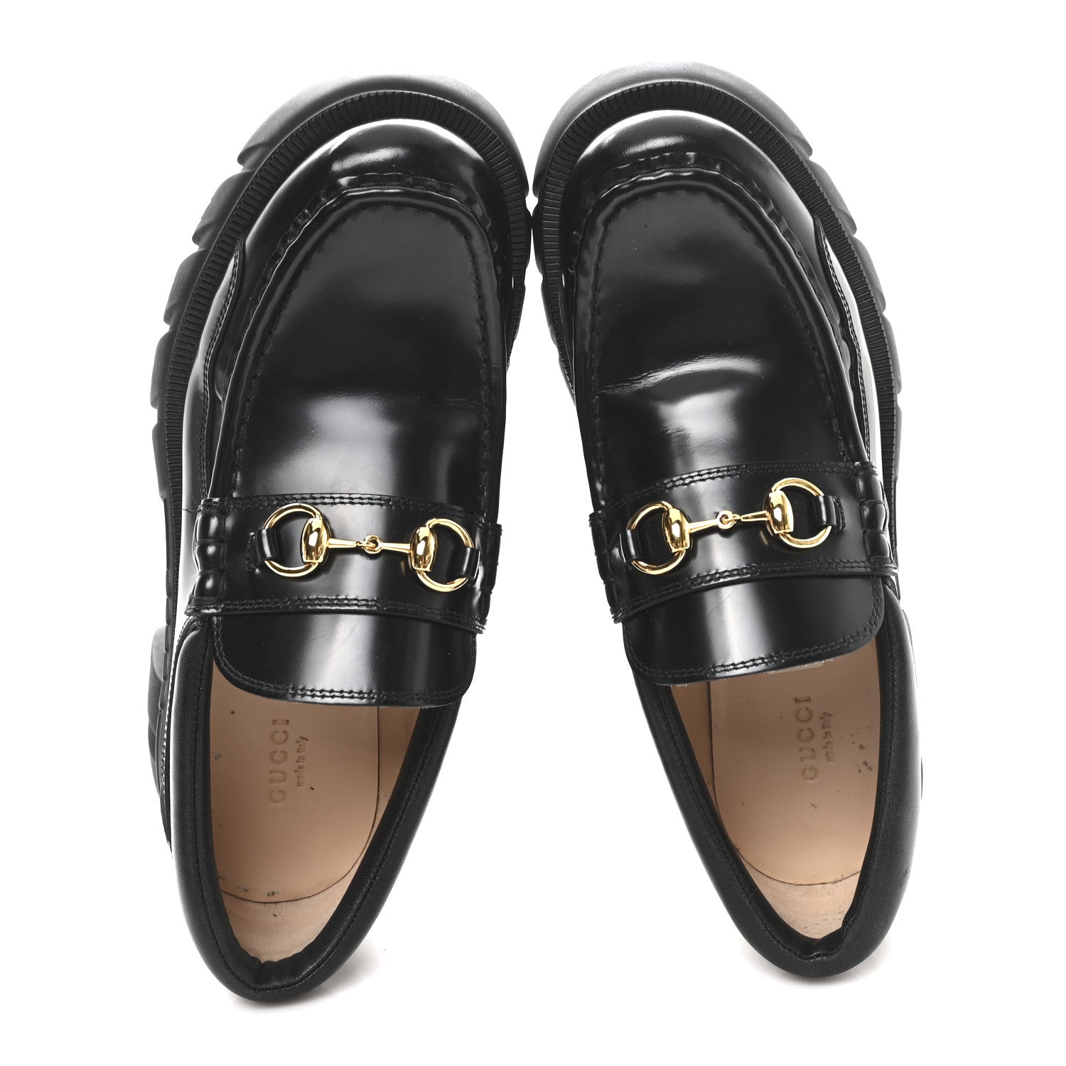 Gucci Magnum Calfskin Nappa Samoa Womens Horsebit Platform Chunky Lug Sole 40mm Loafers 40 Black 2 of 11