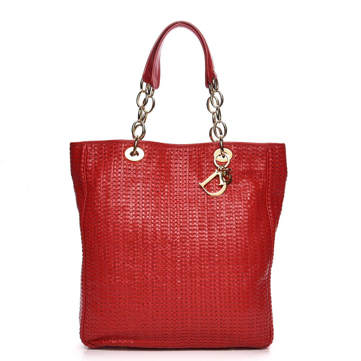 Lambskin Woven Large Dior Soft Tote Rouge Moyen