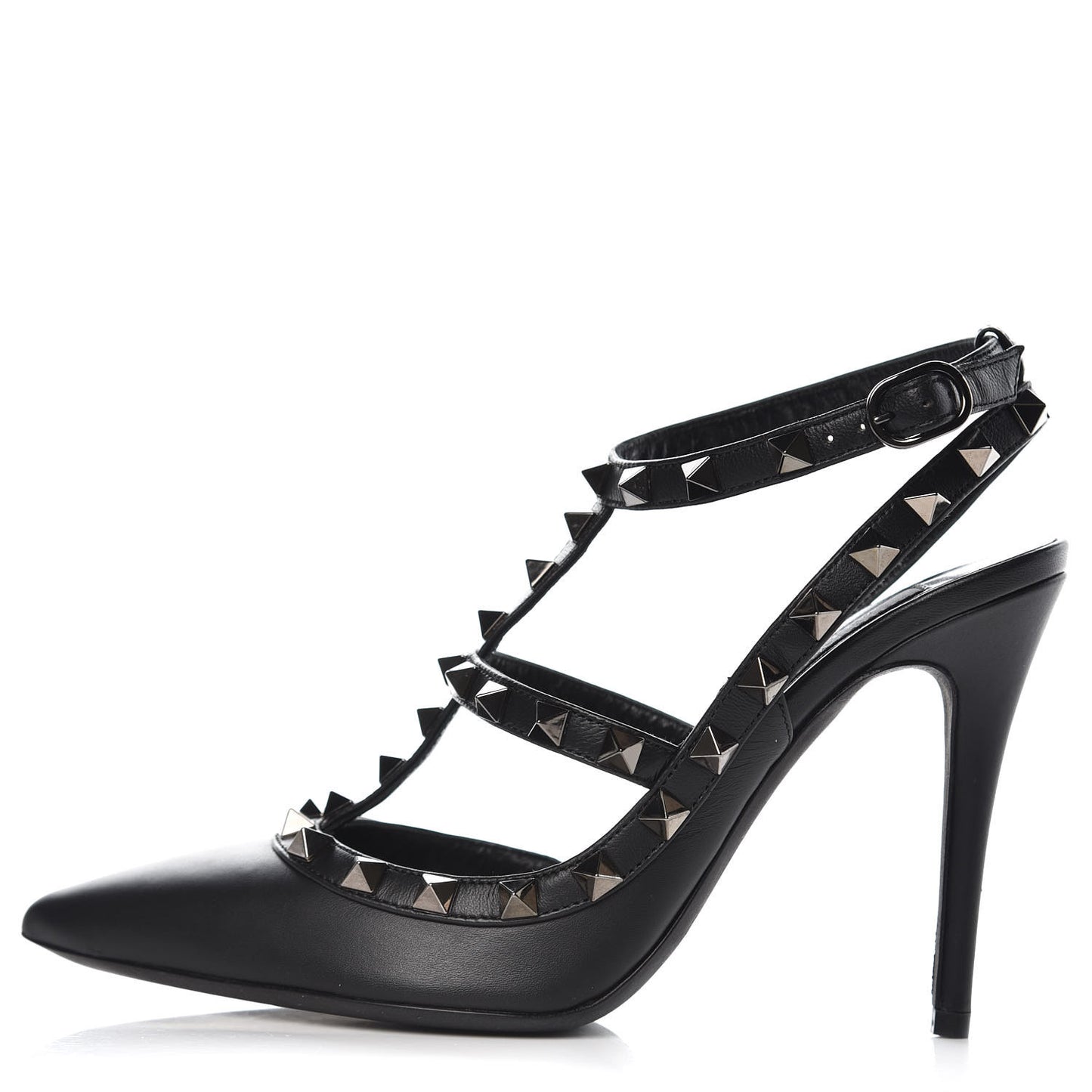Nappa Rockstud Ankle Strap Pumps 36.5 Black