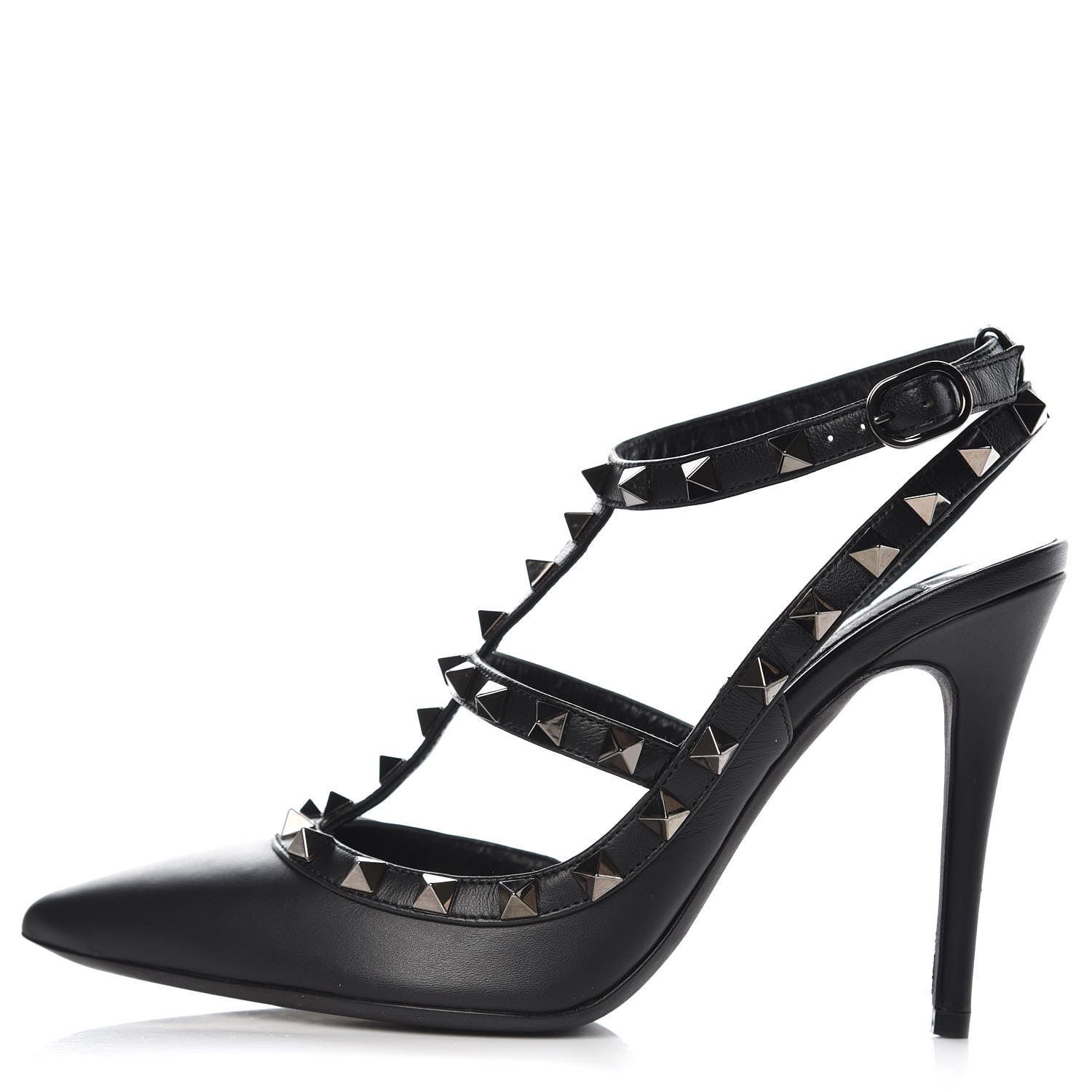 Valentino Garavani Nappa Rockstud Ankle Strap Pumps 36.5 Black 1 of 8
