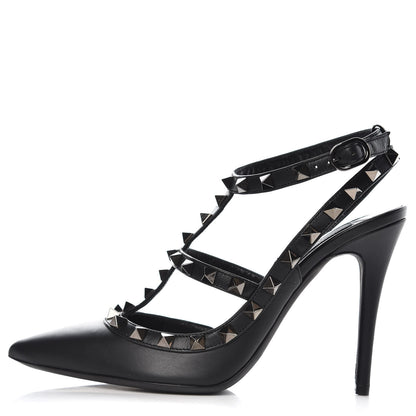 Valentino Garavani Nappa Rockstud Ankle Strap Pumps 36.5 Black 1 of 8