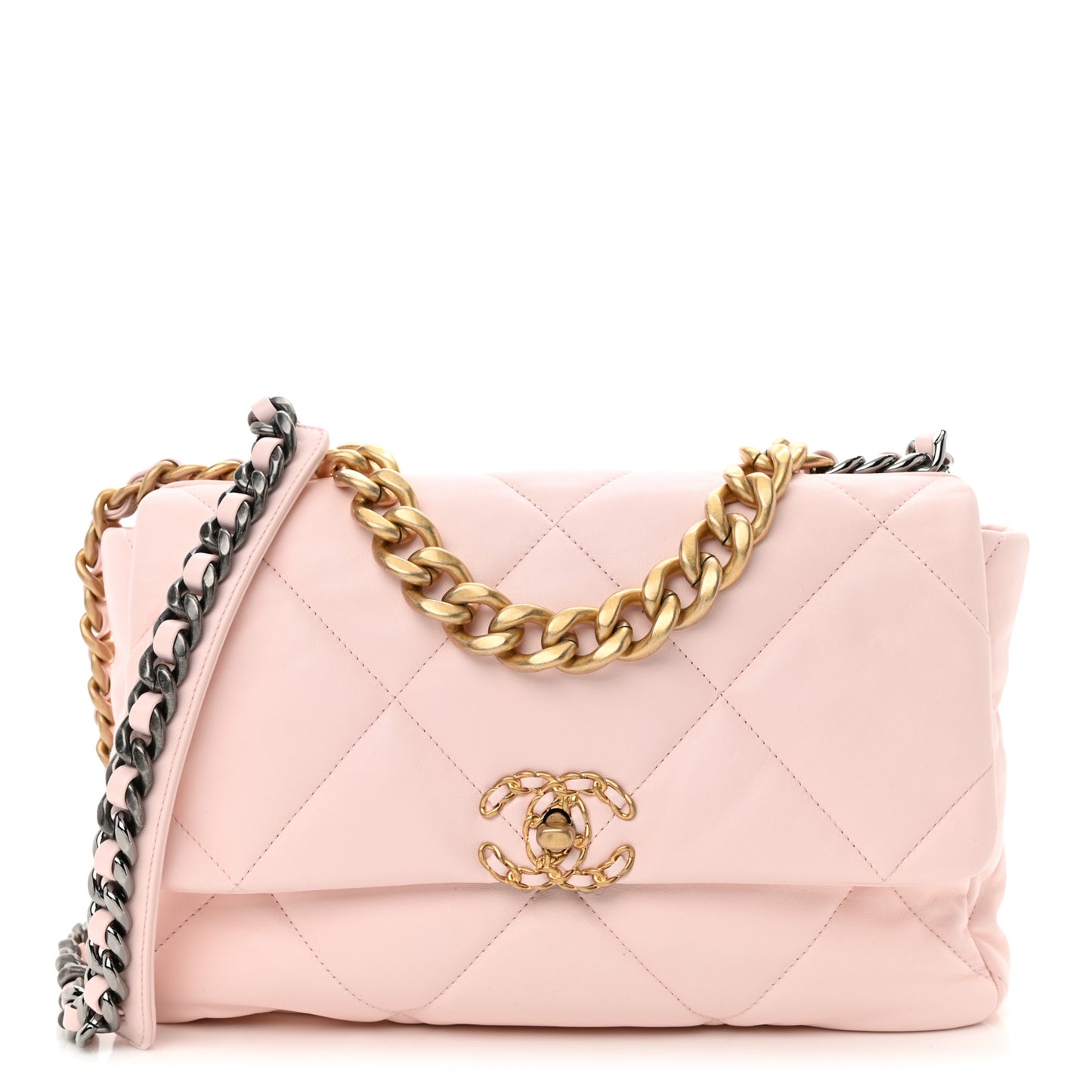 Lambskin Quilted Large Chanel 19 Flap Light Pink