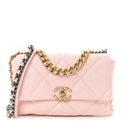 Chanel Lambskin Quilted Large Chanel 19 Flap Light Pink 1 of 10