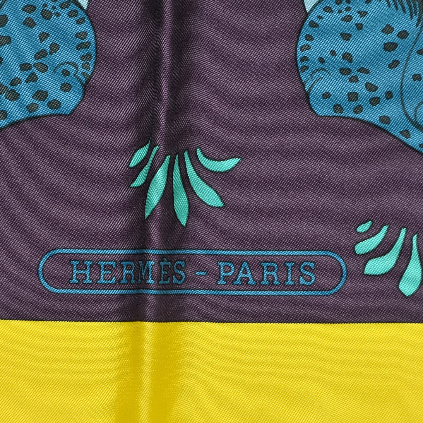 Silk Les Leopards Scarf 90 Jaune Vif Marine Canard