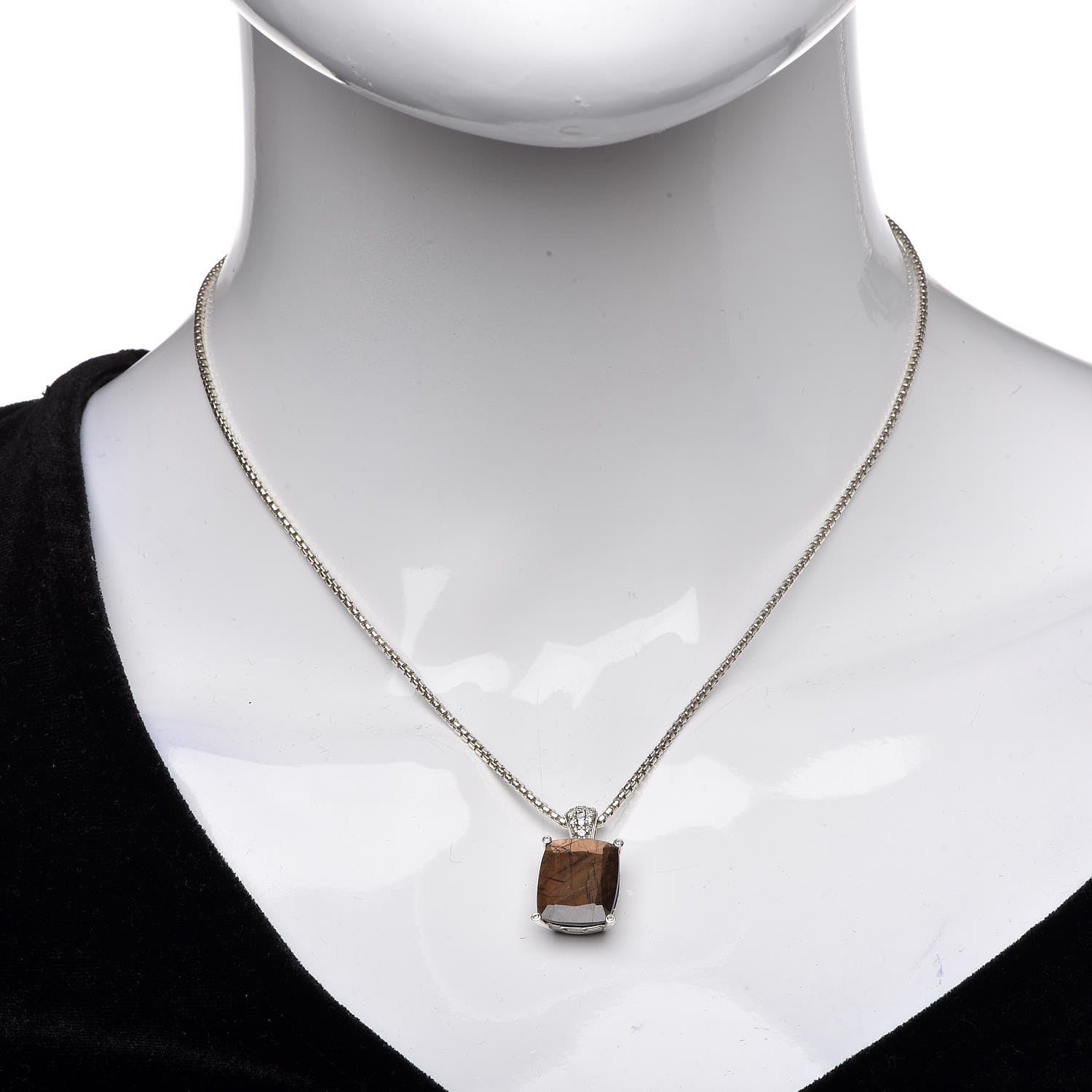 John Hardy Sterling Silver Diamond Golden Sheen Sapphire Classic Chain Pendant Necklace 2 of 6
