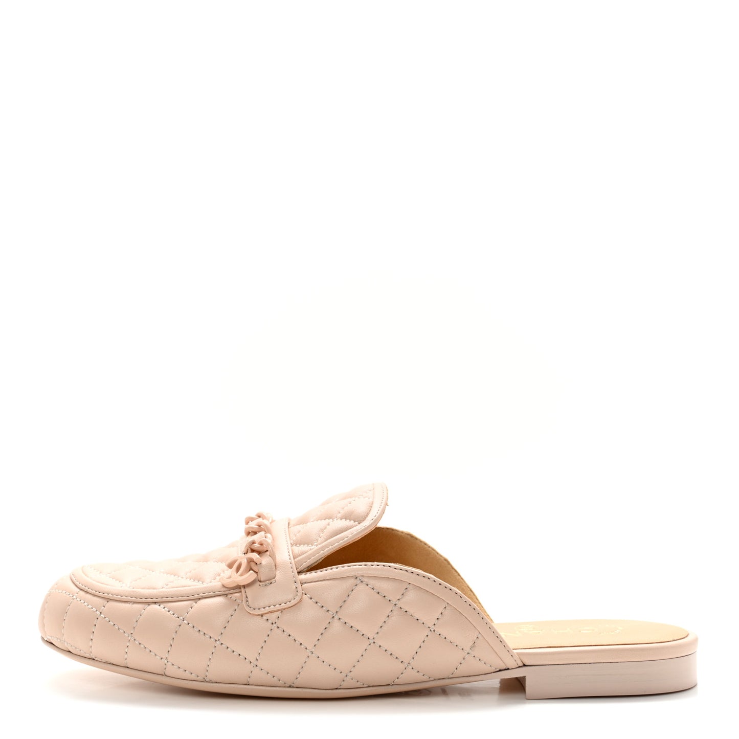 Lambskin Quilted Chain CC Mules 39 Light Pink