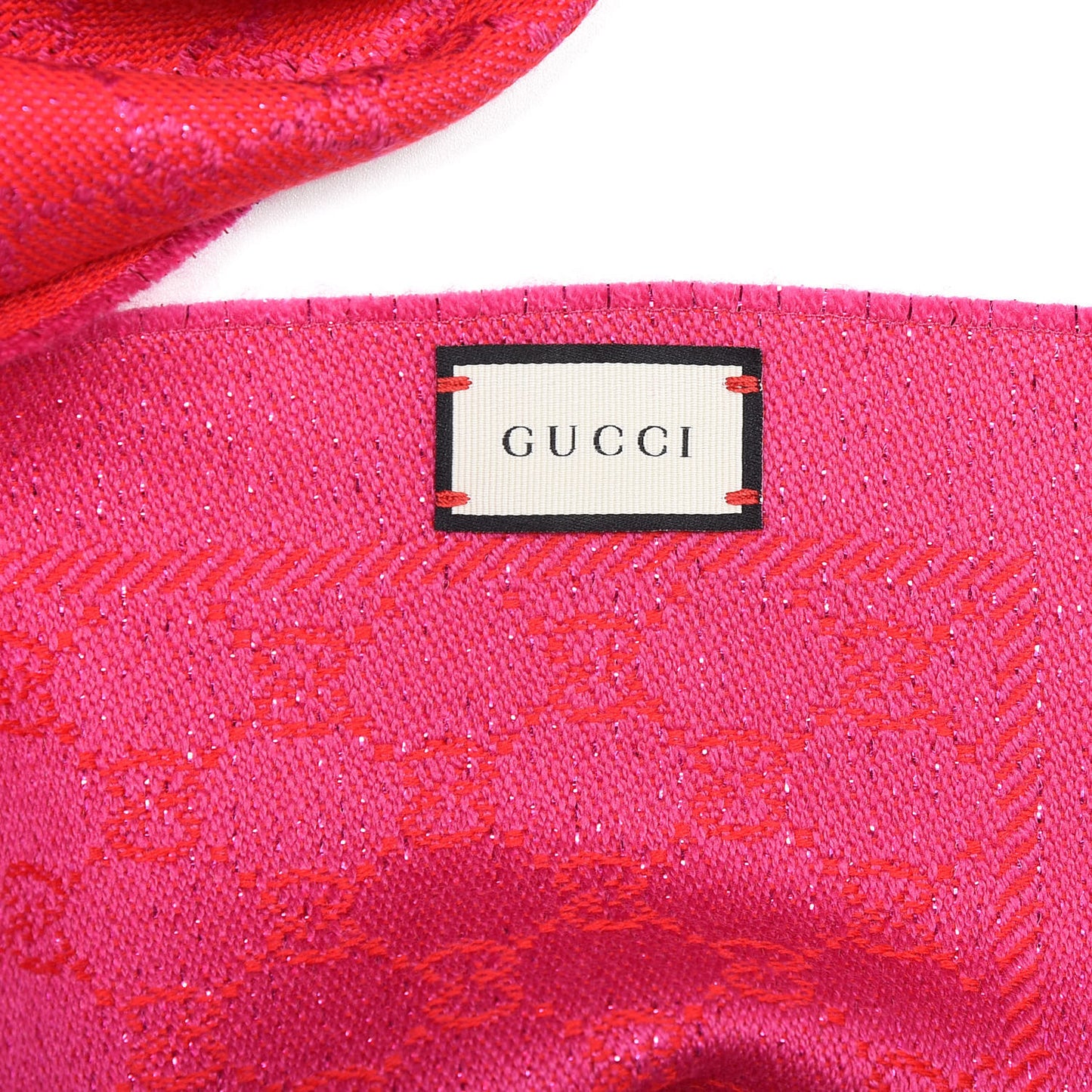 Wool Lame Jacquard GG Monogram Stenlux Scarf Red Pink