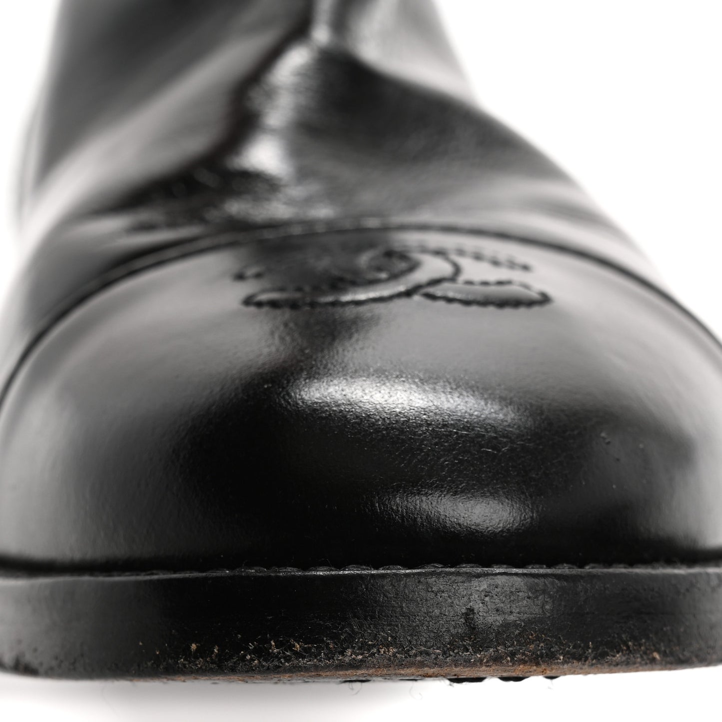 Calfskin Cap Toe CC Riding Boots 38.5 Black