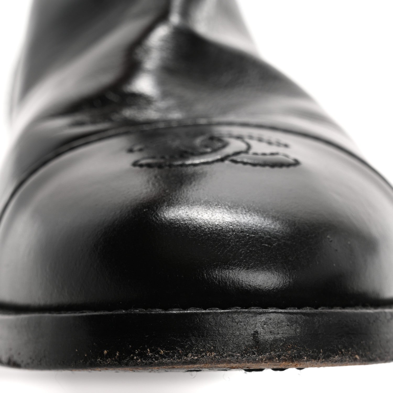 Chanel Calfskin Cap Toe CC Riding Boots 38.5 Black 13 of 13
