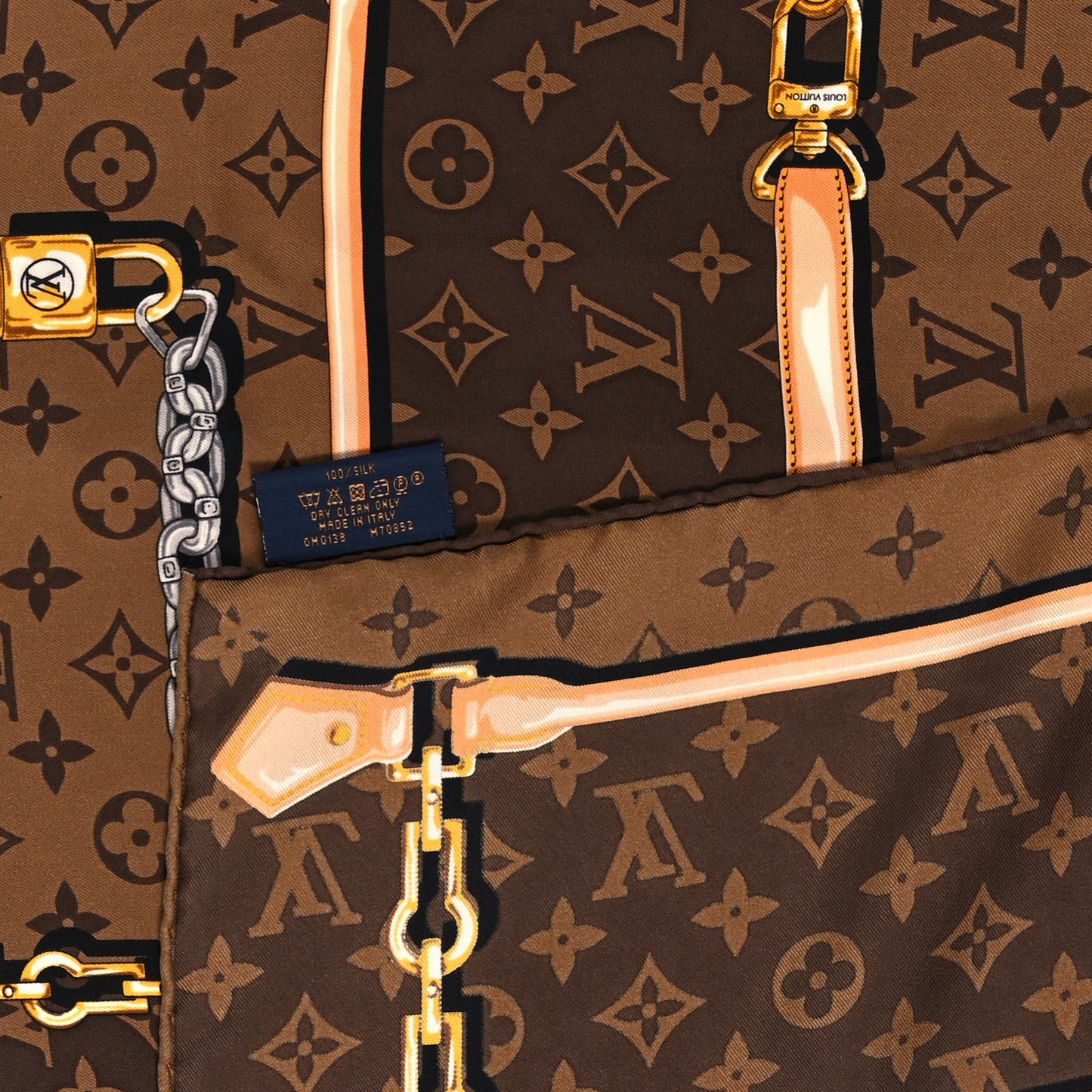 Silk Monogram Confidential Square Scarf Brown
