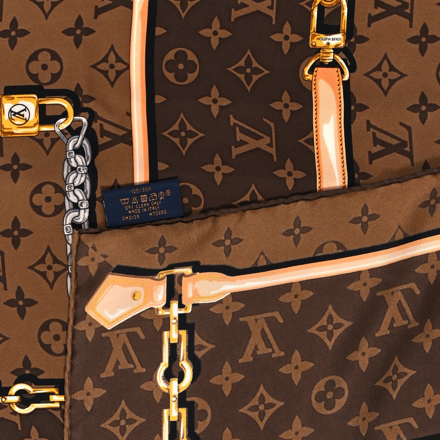 Louis Vuitton Silk Monogram Confidential Square Scarf Brown 3 of 3