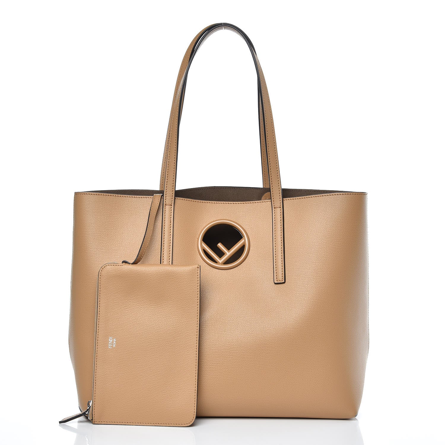 Fendi Vitello Vienna Enamel F is Fendi Shopping Tote Miele Scuro Taupe 3 of 11