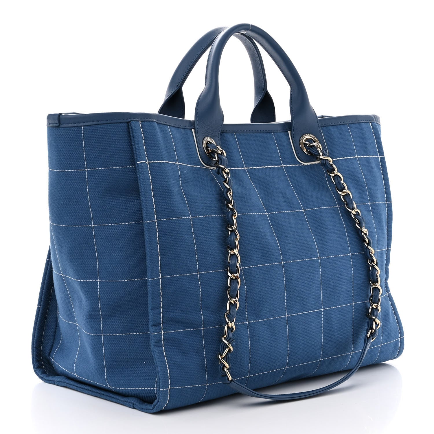 Chanel Cotton Medium Deauville Tote Blue White 4 of 11