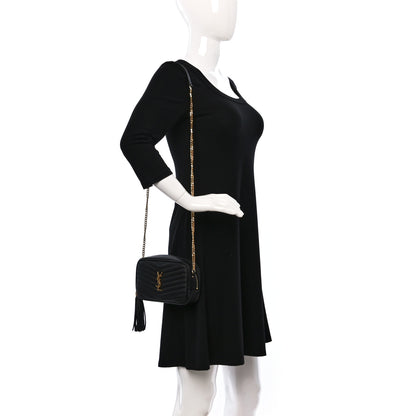 Saint Laurent Grain De Poudre Matelasse Monogram Mini Lou Camera Bag Black 2 of 11