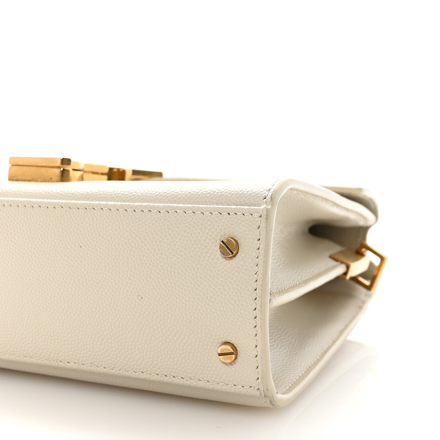 Saint Laurent Grain de Poudre Mini Classic Monogram Cassandra Top Handle Vintage White 9 of 9