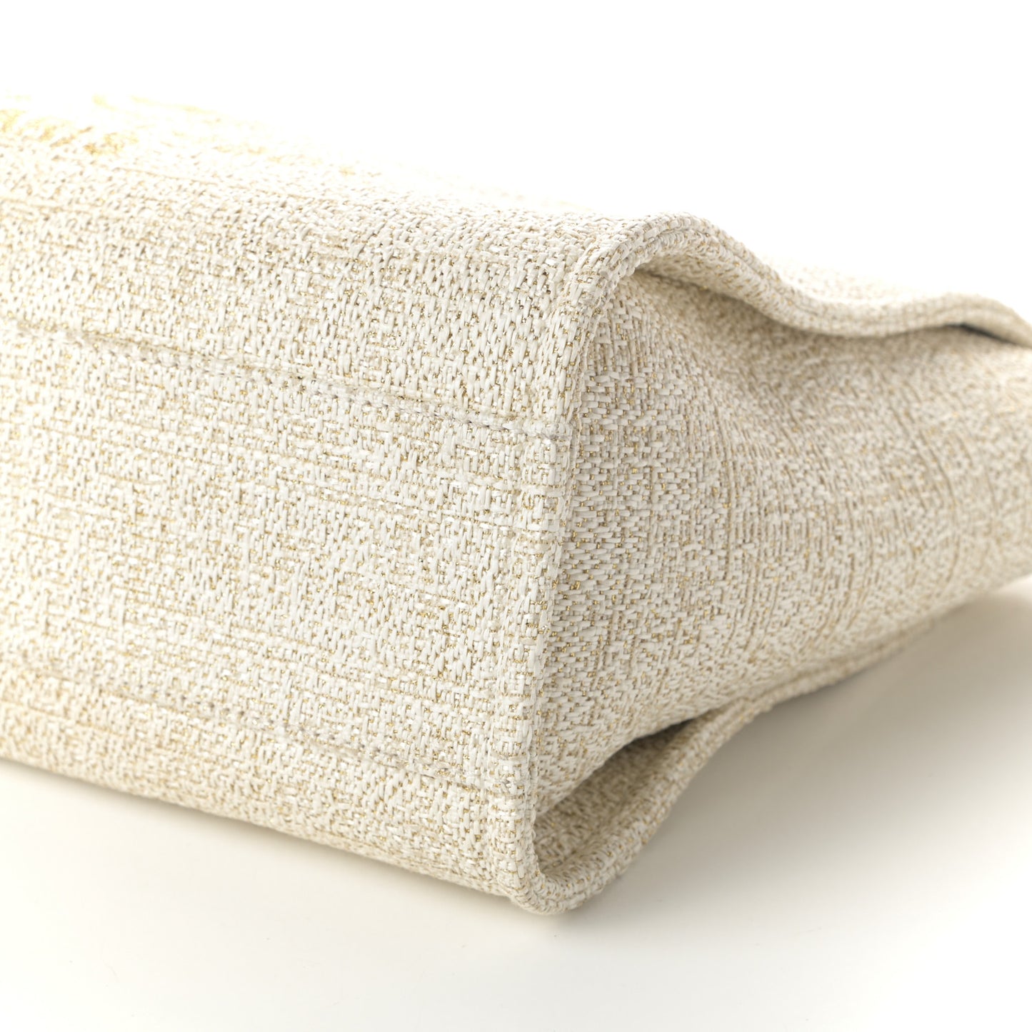 Lurex Boucle Small Deauville Tote Ivory