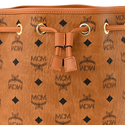 MCM Visetos Medium Dessau Drawstring Bucket Bag Cognac 8 of 10