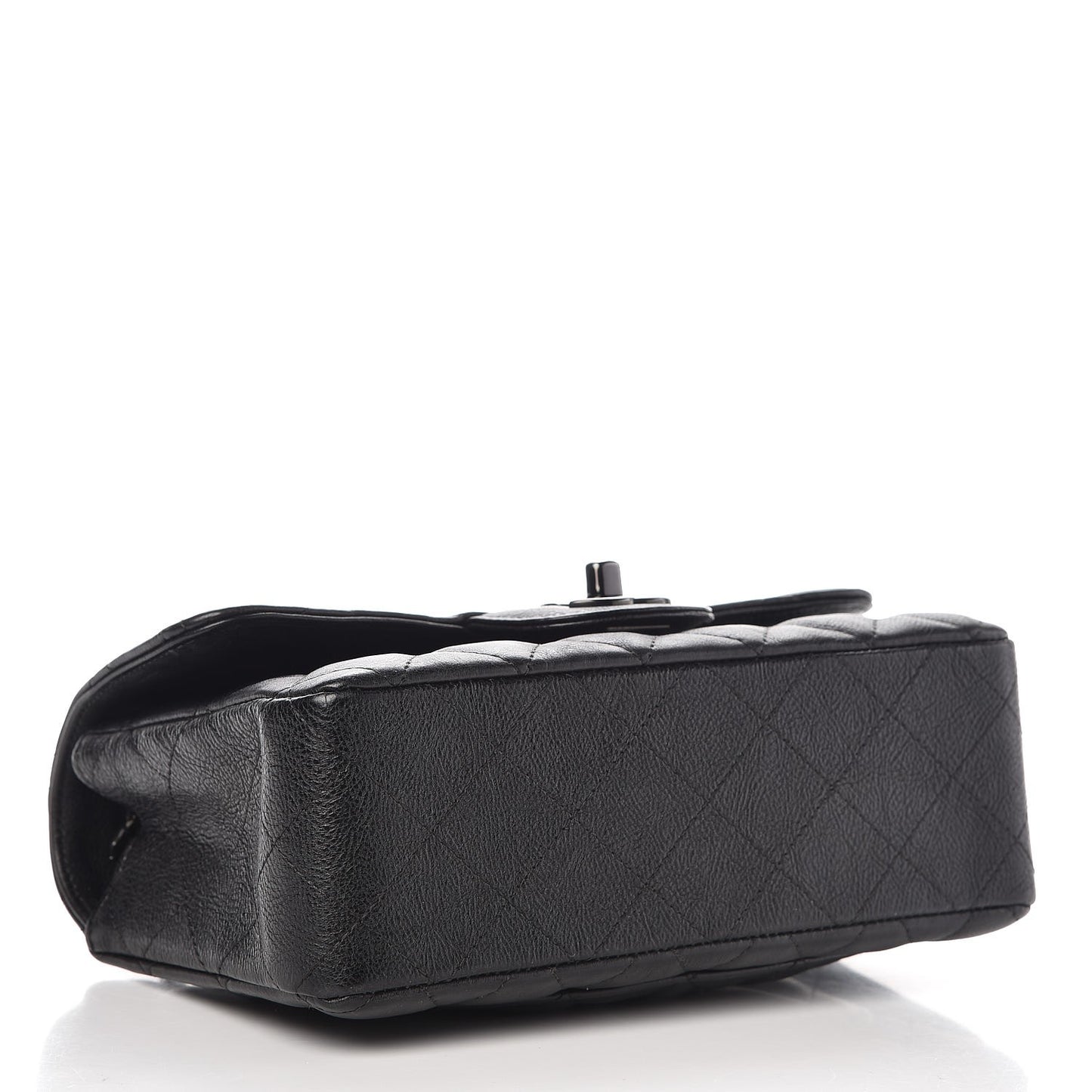 Crumpled Calfskin Quilted Mini Rectangular Flap So Black