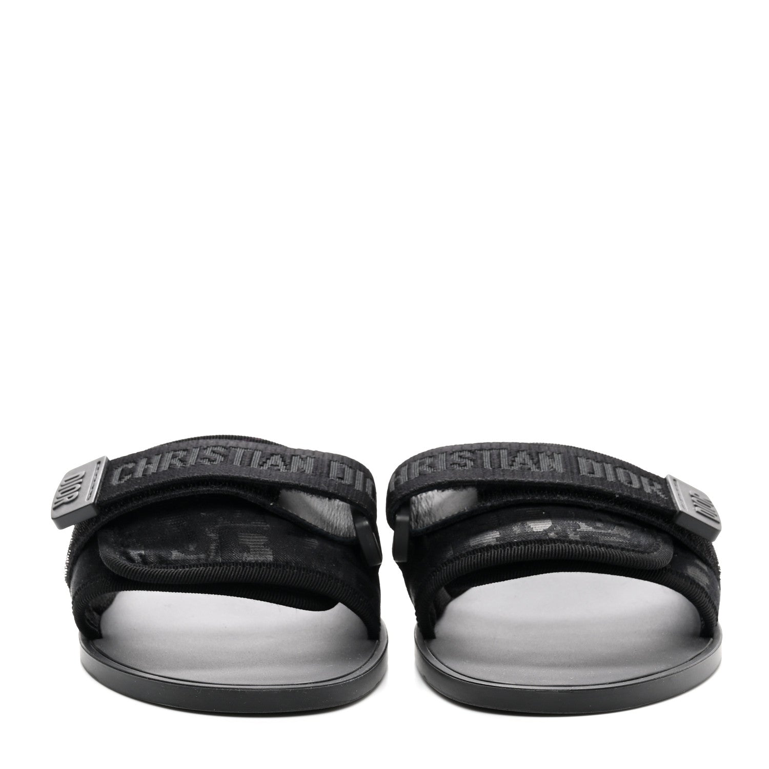 Christian Dior Shiny Technical Fabric Oblique Dio(r)evolution Slide Sandals 39 Black 2 of 11
