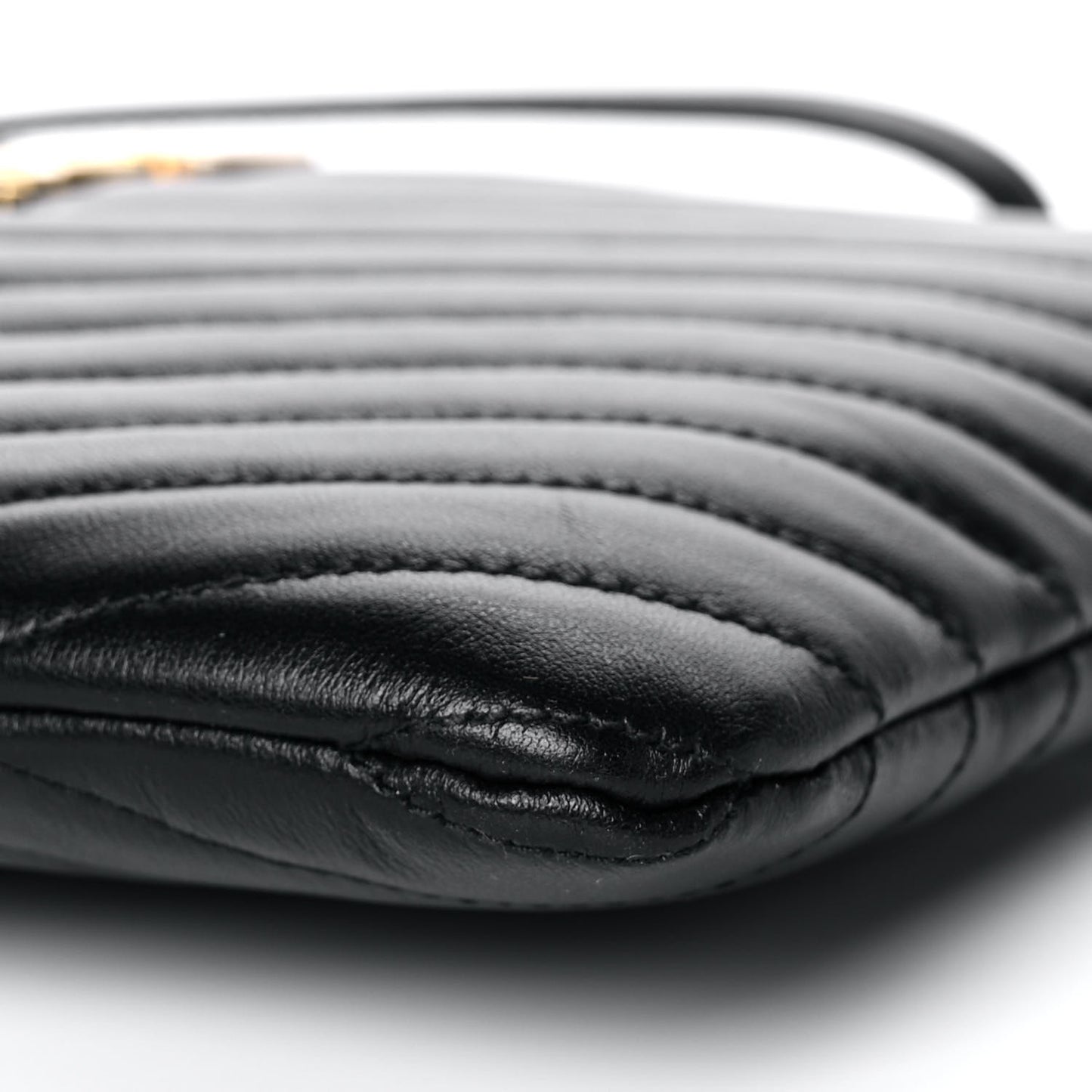 Calfskin Matelasse Chevron Monogram A5 Wristlet Black
