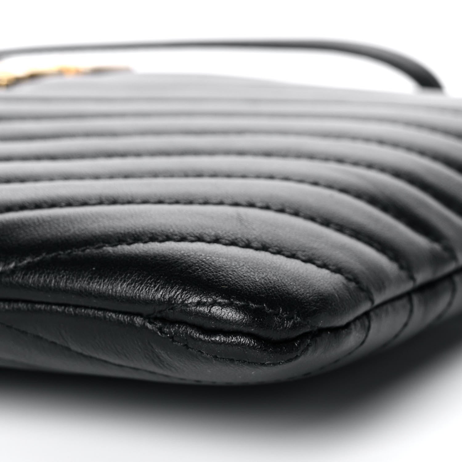 Saint Laurent Calfskin Matelasse Chevron Monogram A5 Wristlet Black 10 of 11