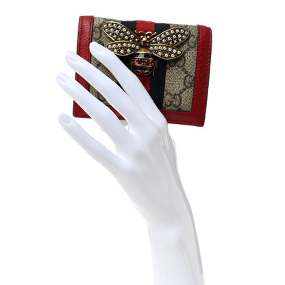 Gucci GG Supreme Monogram Web Queen Margaret Card Case Wallet Red 2 of 9