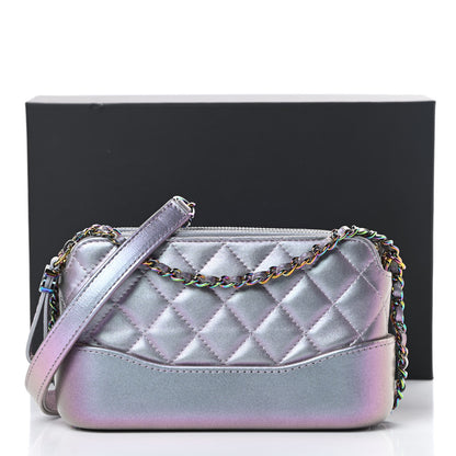Chanel Iridescent Lambskin Calfskin Quilted Small Gabrielle Clutch With Chain Light Purple 15 of 16