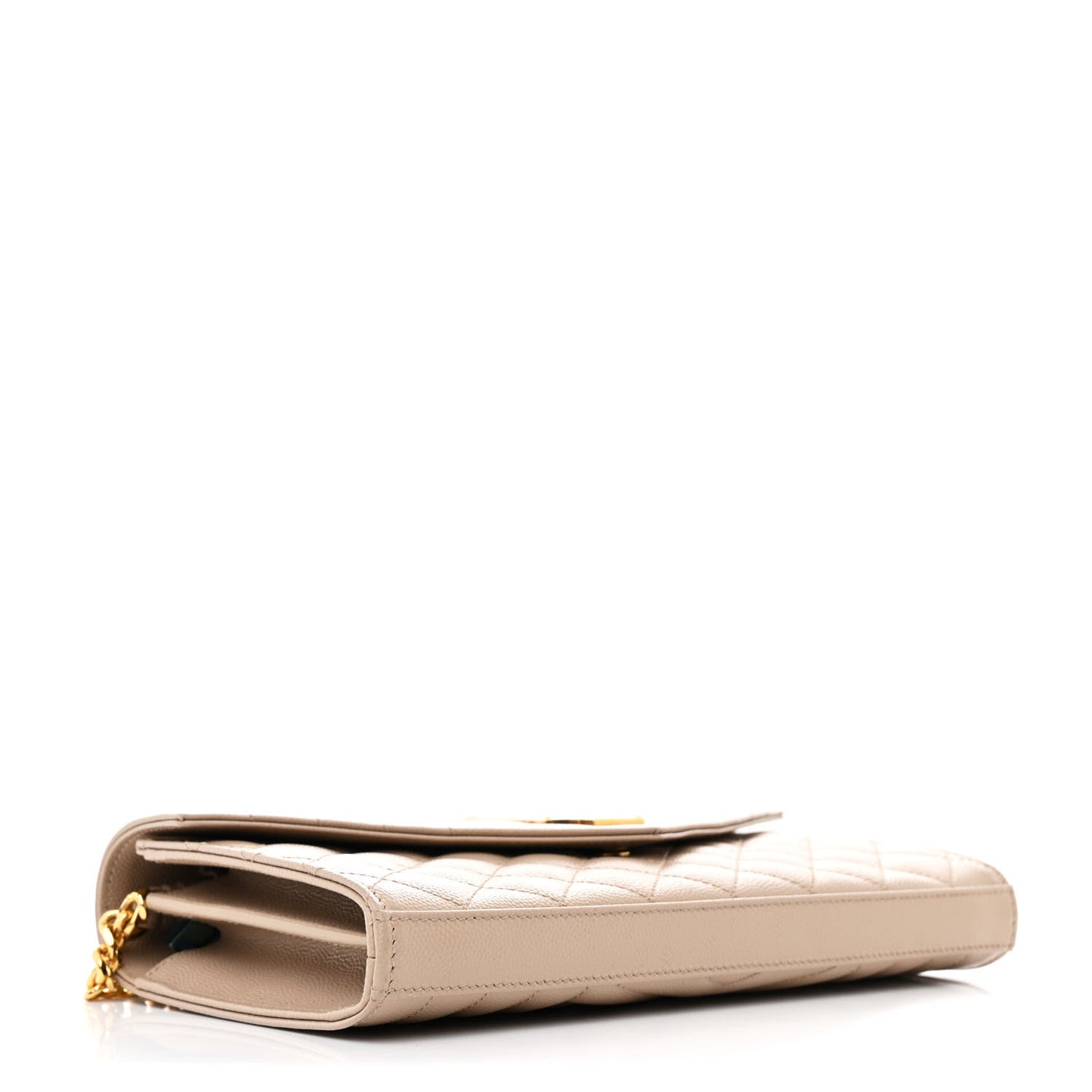 Grain De Poudre Mixed Matelasse Triquilt Monogram Chain Wallet Dark Beige