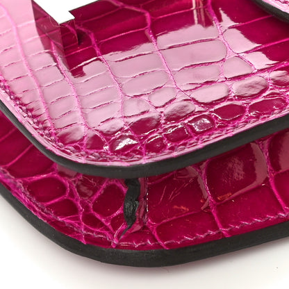 Hermes Shiny Alligator Constance Slim Wallet Rose Scheherazade 10 of 12