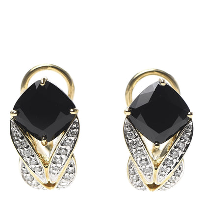 John Hardy 18K Yellow Gold Diamond Black Onyx Modern Chain Magic Cut Buddha Belly Earrings 1 of 4
