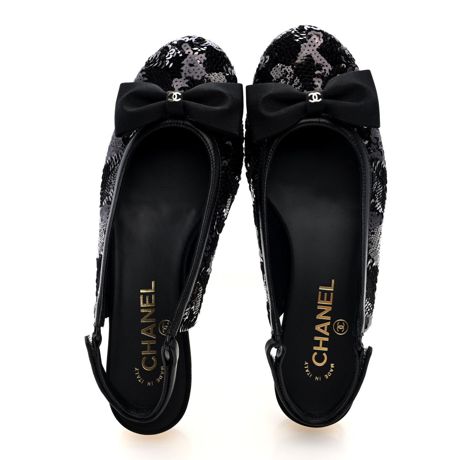 Chanel Sequin Lambskin Bow CC Slingbacks 38.5 Black 5 of 6