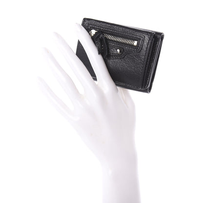Balenciaga Agneau Classic Silver Hardware Mini Wallet Black 2 of 6