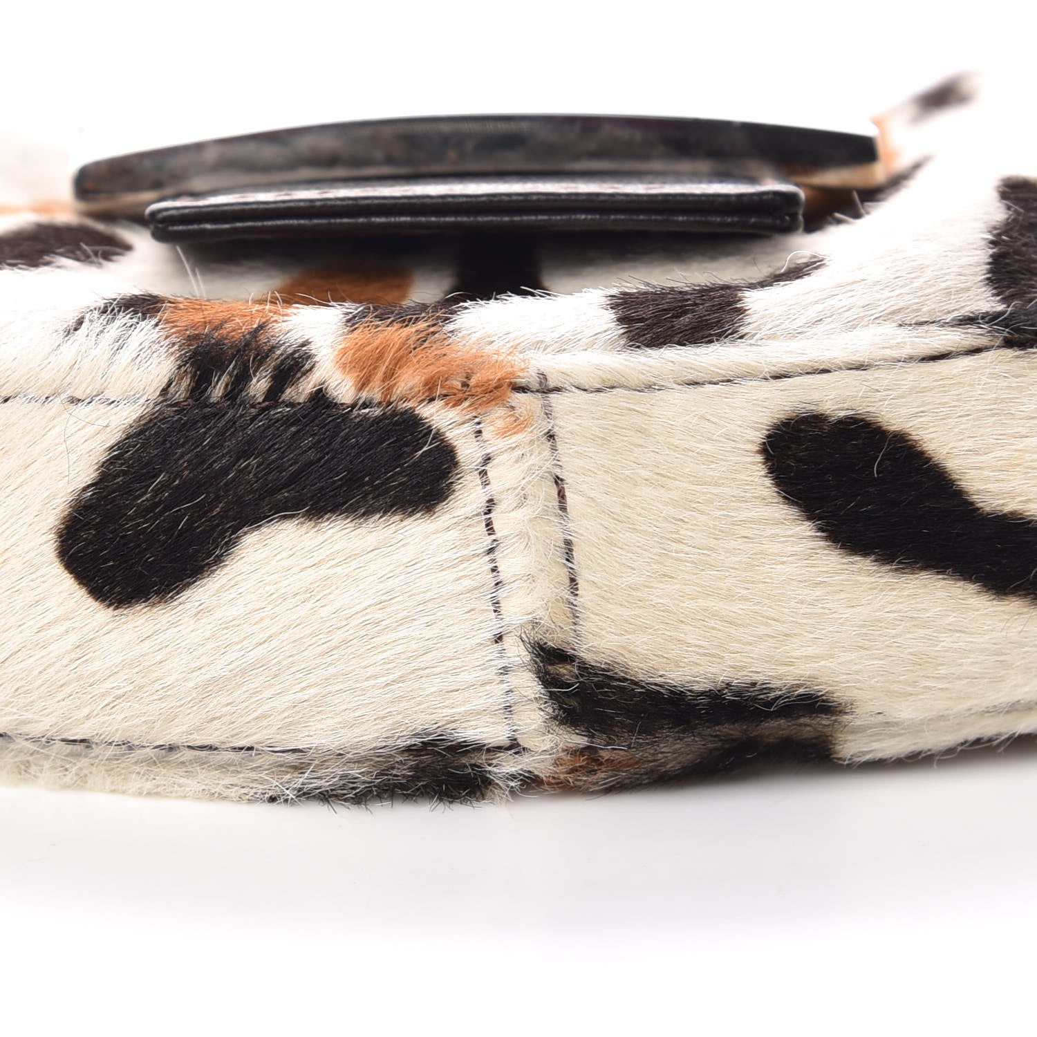 Fendi Calf Hair Leopard Print Croissant White Brown 7 of 10