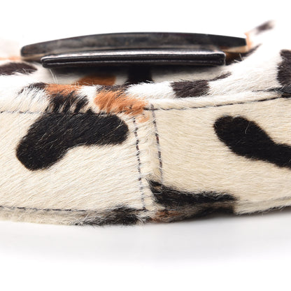Fendi Calf Hair Leopard Print Croissant White Brown 7 of 10